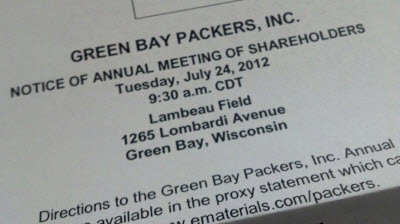 Green Bay Packers, Inc. Notice of Annual Meeting of Shareholders