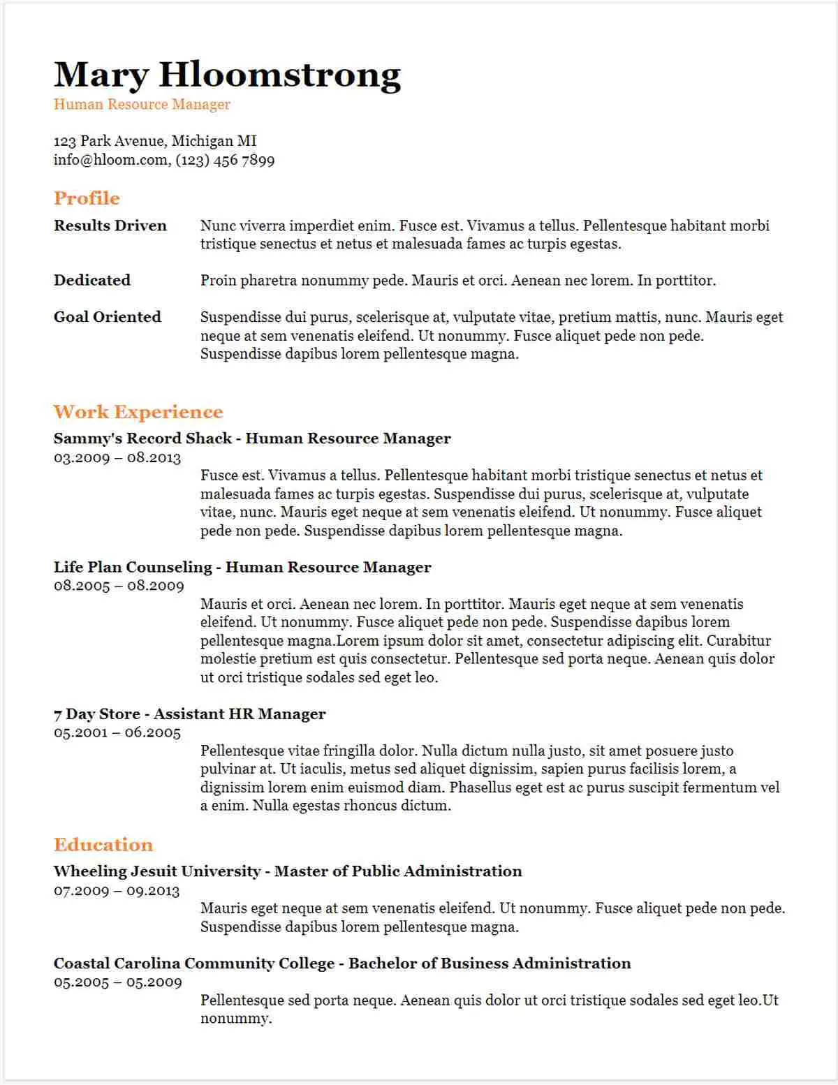 resume templates google docs free